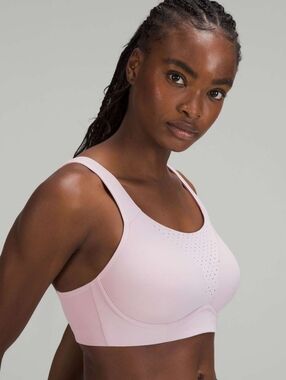 Lululemon Run Times Sports Bra High Support Pink Peony Size 36D Wirefree Workout